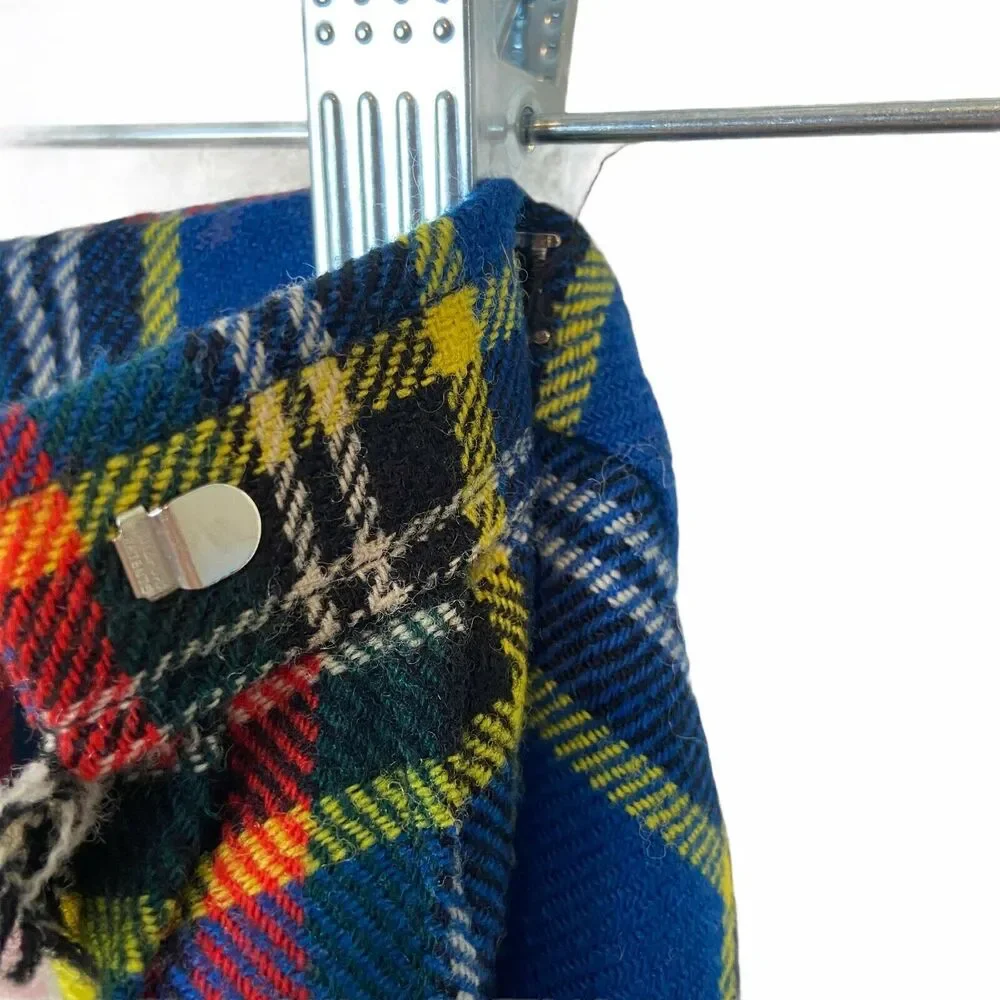 Scottish Tartan Skirt Size XS Kilt Retro Vintage Aston Women Wool Red Black Blue